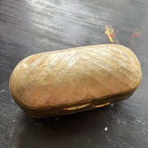 vintage mother of pearl and brass trinket box